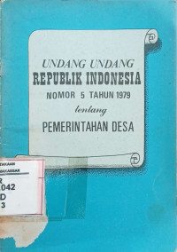 UU RI nomor 5 tahun 1979 tentang pemerintahan desa